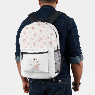 Pretty Savage Cat Floral Pattern Backpack