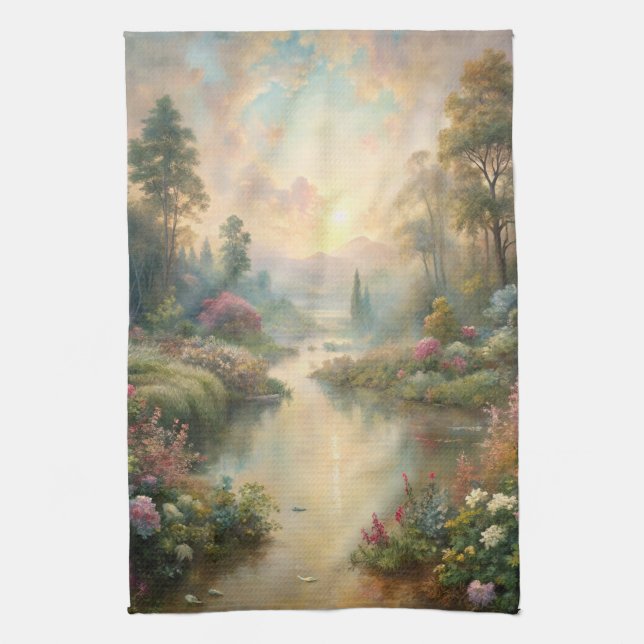 Pretty Scenic Lake Kitchen Towel (Vertical)