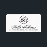 Pretty script custom logo or photo return address label<br><div class="desc">Modern custom logo return address labels. Upload your own logo,  photo or other graphic and customize the template fields to create labels for your business mailings or event. The background and font colors can be changed with the design tool.</div>