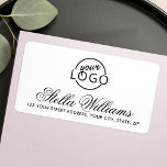 Pretty script custom logo or photo return address label<br><div class="desc">Modern custom logo return address labels. Upload your own logo,  photo or other graphic and customize the template fields to create labels for your business mailings or event. The background and font colours can be changed with the design tool.</div>