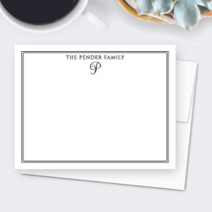 Pretty Script Family Initial Monogram Stationery Card