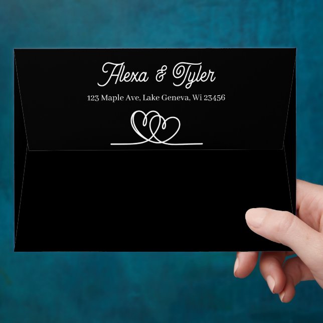 Pretty Script Hearts Personalized Wedding Envelope (Hand)