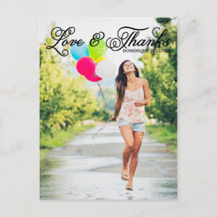 Pretty Script Photo Graduation Thank You Postcard
