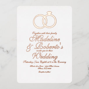 Pretty Script Rose Gold Rings Foil Pressed Wedding