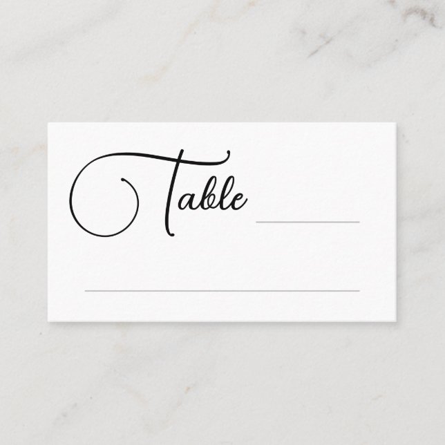 Pretty Script Table Wedding Escort Card (Front)