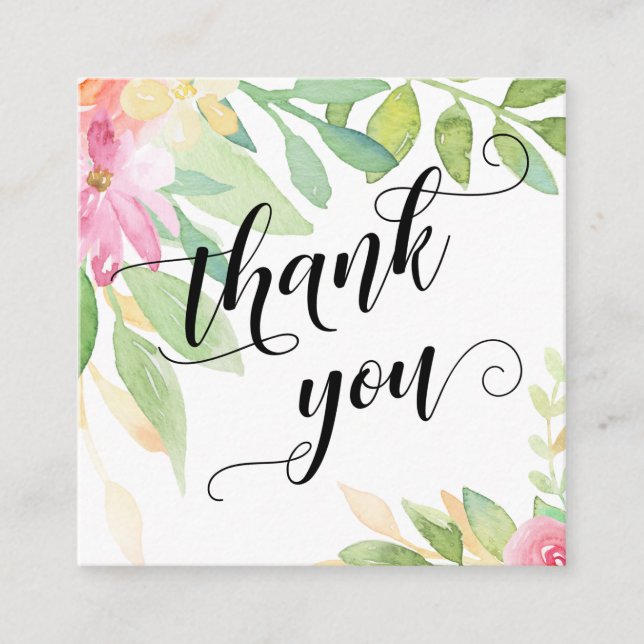Pretty Script Typography Pink Floral Wedding Favou Enclosure Card (Front)