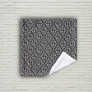 Pretty Scrolled Black White Damask Pattern Wash Cloth