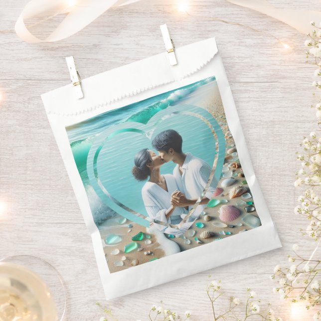 Pretty Sea Glass Photo Wedding  Favour Bag (Clipped)