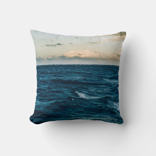 Pretty Sea Landscape Throw Pillow (Front)