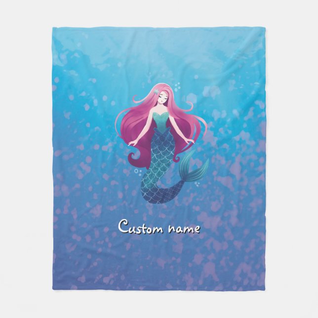 Pretty Sea Mermaid  Fleece Blanket (Front)