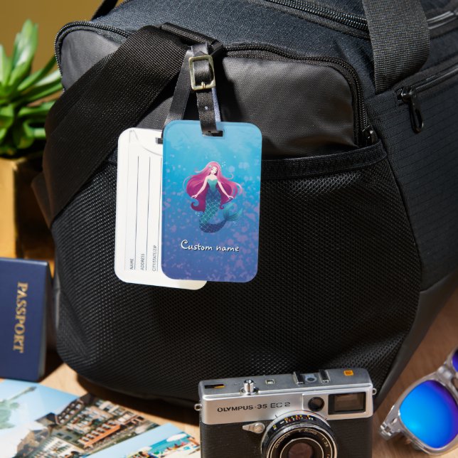 Pretty Sea Mermaid Personalized  Luggage Tag (Front & Back)