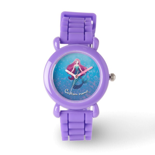 Pretty Sea Mermaid Personalized  Watch for Girls (Front)