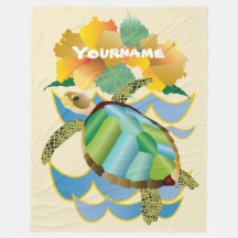 Pretty Sea Turtle Tropical Yellow Hibiscus Flowers