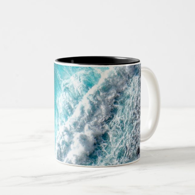 Pretty Sea Waves | Best gift for nature lovers Two-Tone Coffee Mug (Front Right)