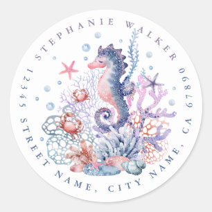 Pretty Seahorse Round Stickers