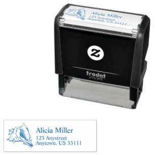 Pretty Seashell Blue Address Self-inking Stamp