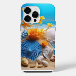 PRETTY SEASHELLS ON A SANDY BEACH BY THE OCEAN iPhone 14 PRO MAX CASE