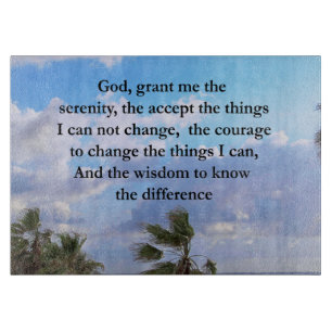 PRETTY SERENITY PRAYER PALM TREE PHOTO DESIGN CUTTING BOARD