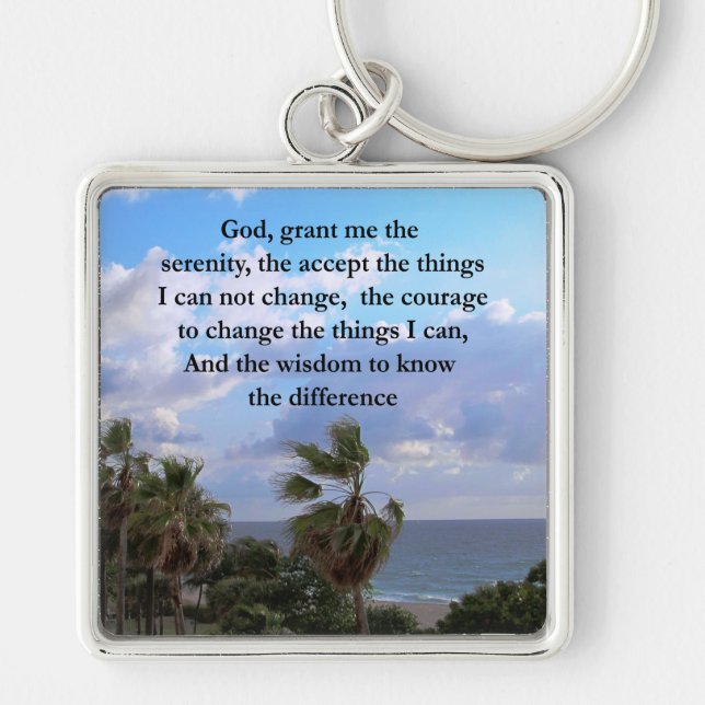 PRETTY SERENITY PRAYER PALM TREE PHOTO DESIGN KEYCHAIN (Front)