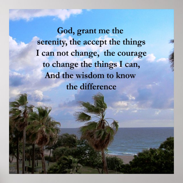 PRETTY SERENITY PRAYER PALM TREE PHOTO DESIGN POSTER (Front)