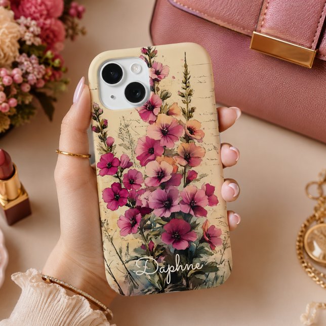 Pretty Shabby Chic Pink Wildflower Personalized Case-Mate iPhone Case (Creator Uploaded)
