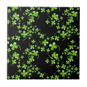 Pretty Shamrock pattern, green on black accessory Tile