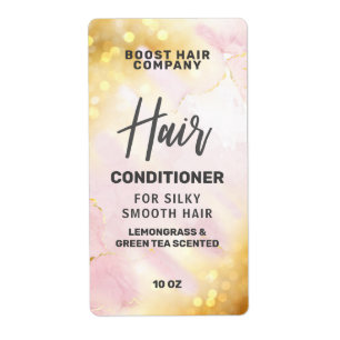 Pretty Shimmering Pink Gold Hair Product Labels