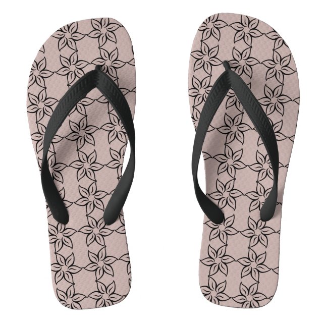 Pretty Shiny Purple Modern Flowery Pattern Flip Flops (Footbed)