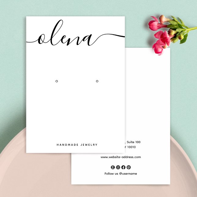 Pretty Signature Script White Earring  Business Card (Creator Uploaded)
