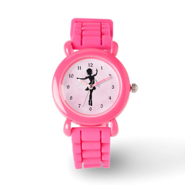 Pretty Silhouette Ballerina on Pink Watch (Front)