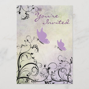 Pretty Silhouette Butterfly Baby Shower Invite