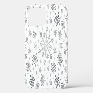 Pretty Silver Christmas Snowflakes on Winter White iPhone 12 Pro Case