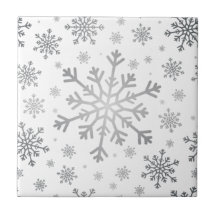 Pretty Silver Christmas Snowflakes on Winter White