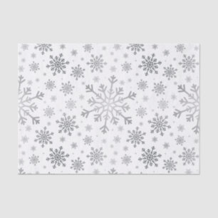 Pretty Silver Christmas Snowflakes on Winter White Tissue Paper