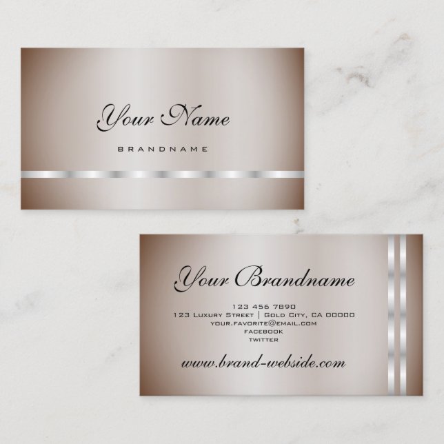 Pretty Silver Shimmer Professional Elegant Simple Business Card (Front/Back)