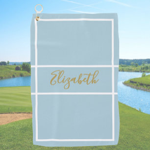 Pretty simple dusty blue with custom name ladies golf towel