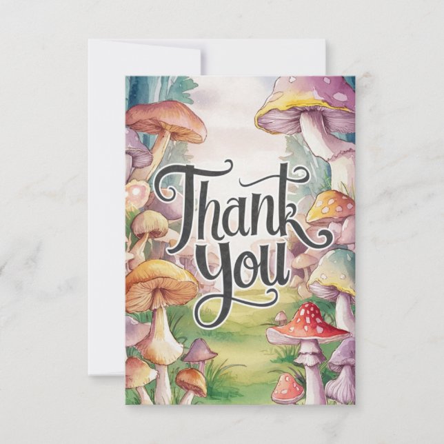 Pretty Simple Mushroom Thank You Card  (Front)