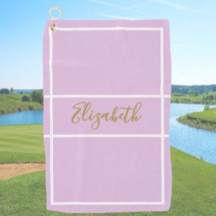 Pretty simple purple with custom name ladies golf towel