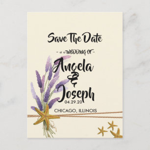 pretty Simple starfish Save the Date Announcement Postcard