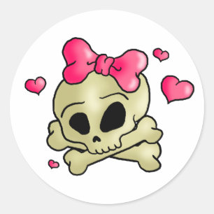 Pretty skull classic round sticker