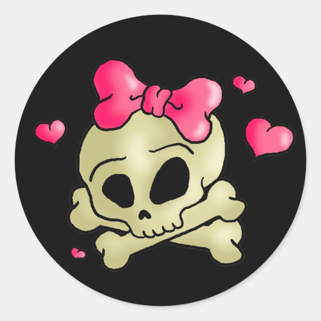 Pretty skull classic round sticker (Front)