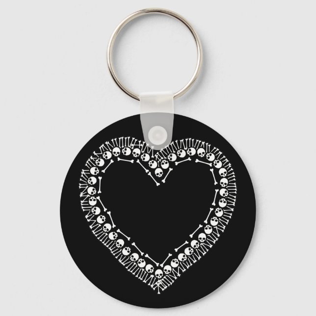 Pretty Skull Heart Keychain (Front)