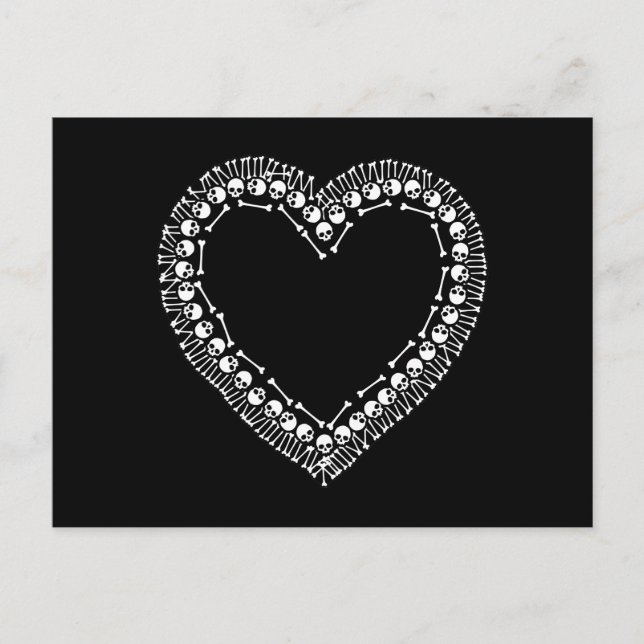 Pretty Skull Heart Postcard (Front)