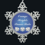 Pretty Snowflake Bunco Pewter Christmas Ornament<br><div class="desc">Featured with this lovely snowflake ornament are three dice with a blue gradient background.  Perfect gift for a birthday celebration,  Christmas or Gift Exchange,  Bunco prize and more.  Personalize with your Bunko or Bunco group name or other message. Great for dice game players of all kinds.</div>