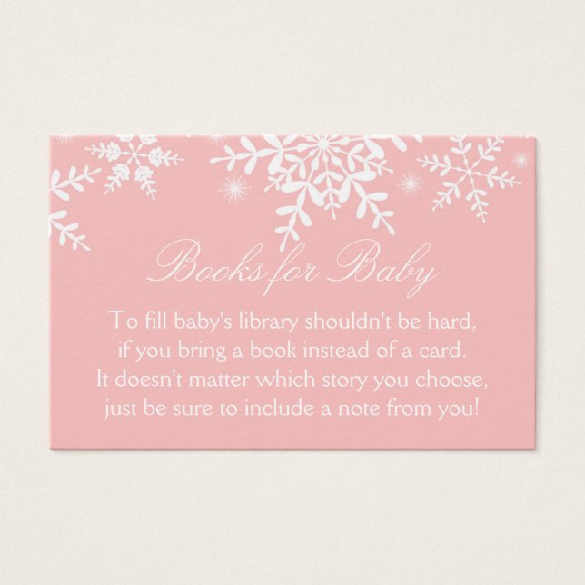 Pretty Snowflakes Baby Shower Bring a Book Card (Front)