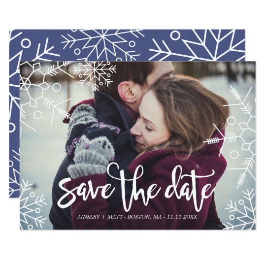 Pretty Snowflakes | Custom Photo | Save the Date Card