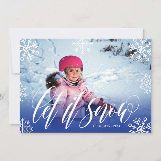 Pretty Snowflakes - Let It Snow - Christmas Photo Holiday Card (Front)