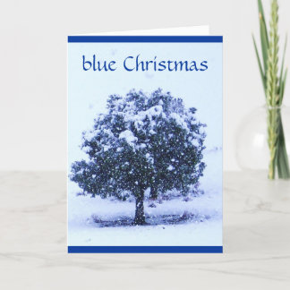 Pretty Snowy Blue Christmas - Across the Miles Holiday Card