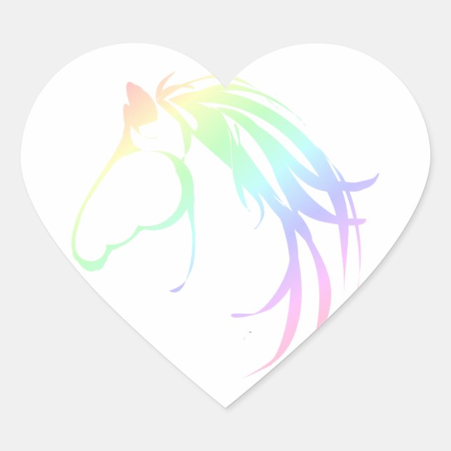 Pretty Soft Pastel Pink & Blue Horse Head Logo Heart Sticker (Front)