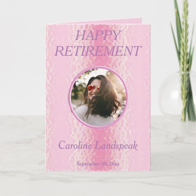 Pretty Soft Pink Metal 1 photo collage Retirement Card (Front)
